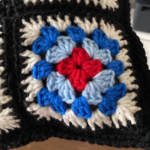 Hand crafted! Boho Granny square crochet retro cushion! Colourful 17”x17” - Picture 9 of 17